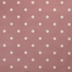A dusty rose or mauve fabric pattern featuring evenly spaced off-white polka dots arranged in horizontal and vertical rows.